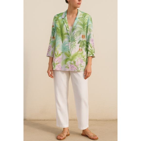 Beppe Spadacini Vintage Italy Como Tropical Print Top Shirt Size 42 Resort - Picture 1 of 11